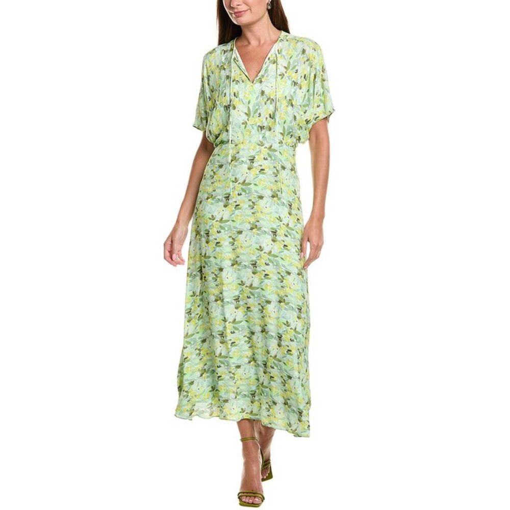 Teri Jon By Rickie Freeman Womens Chiffon Ditsy Print Raglan Sleeve Maxi Dress,